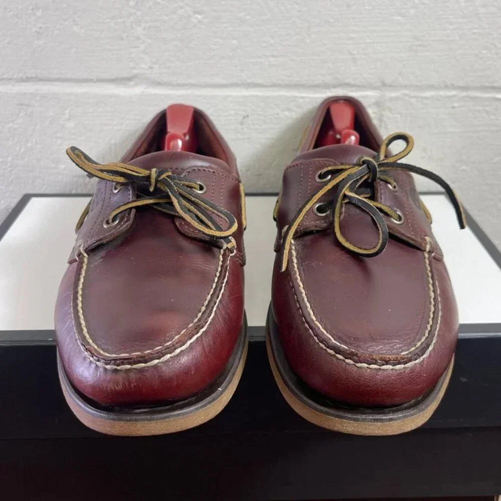 Timberland Boat Shoe Moccasin 25077 Brown Leather 2 Eye Slip On Men's 10.5 US